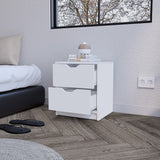 English Elm Nightstand Gandu, Two Drawers, White Finish