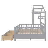 Hearth and Haven Wooden Full Size House Bed with 2 Drawers, Kids Bed with Storage Shelf WF308873AAE WF308873AAE