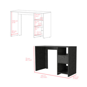 English Elm Computer Desk Odessa – Compact Workspace With Drawer & Open Shelving In Stylish Smokey Oak Finish B092123159