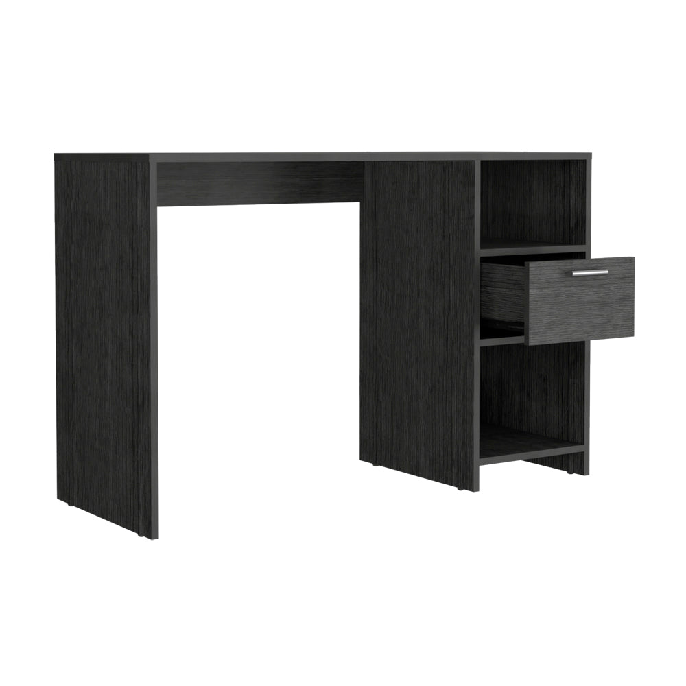 English Elm Computer Desk Odessa – Compact Workspace With Drawer & Open Shelving In Stylish Smokey Oak Finish B092123159