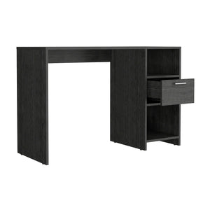English Elm Computer Desk Odessa – Compact Workspace With Drawer & Open Shelving In Stylish Smokey Oak Finish B092123159