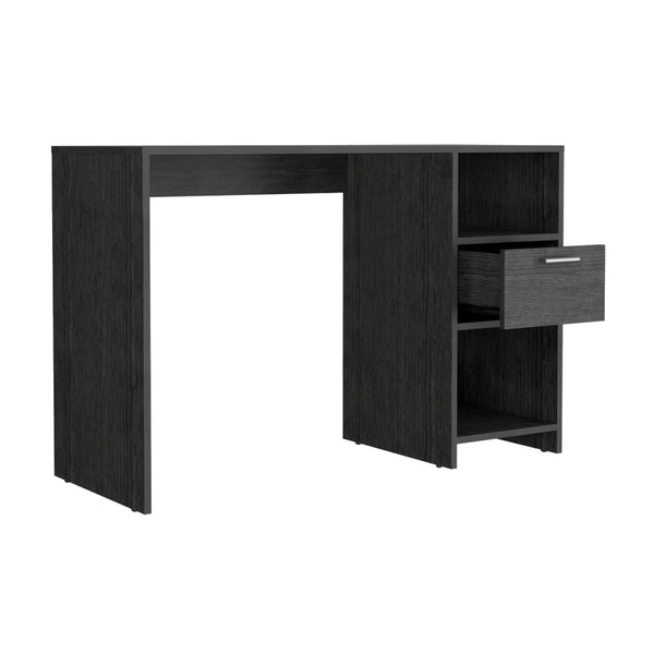 English Elm Computer Desk Odessa – Compact Workspace With Drawer & Open Shelving In Stylish Smokey Oak Finish B092123159