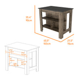 English Elm Kitchen Island Dozza, Three Shelves, Dark Brown / Onyx Finish