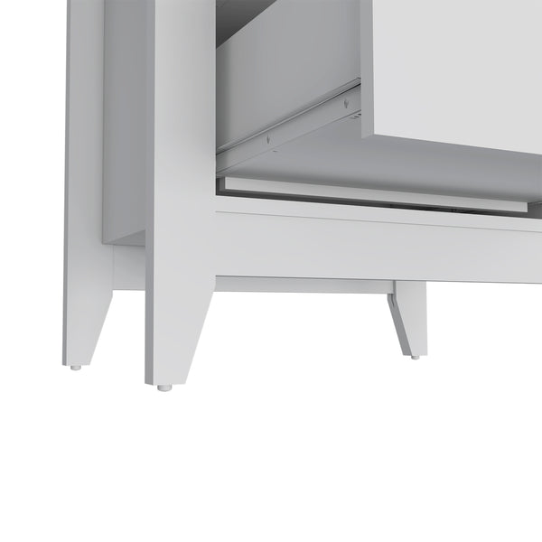 English Elm Nightstand With Two Open Shelves, Modern White Finish, Ideal For Bedroom Or Living Space Storage B092123020