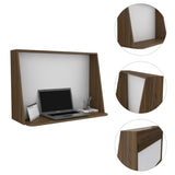 Wall Desk, Mahogany/White Finish, Easy Installation, Blackboard Back - Space-Saving Design, 16.30