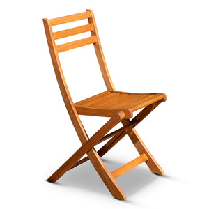 English Elm 3-Piece Eucalyptus Bistro Set Square Folding Patio Table and Chairs Compact Stylish FSC Certified Natural B046125052