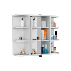 English Elm Medicine Cabinet Milano - Stylish White Storage With 6 Shelves & Mirror For Small Bathrooms B092123011