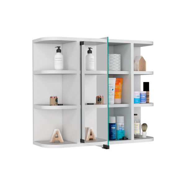 English Elm Medicine Cabinet Milano - Stylish White Storage With 6 Shelves & Mirror For Small Bathrooms B092123011