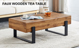 English Elm Rustic Mdf Coffee Table With Metal Legs - Natural Wood Tone Elegance For Your Space