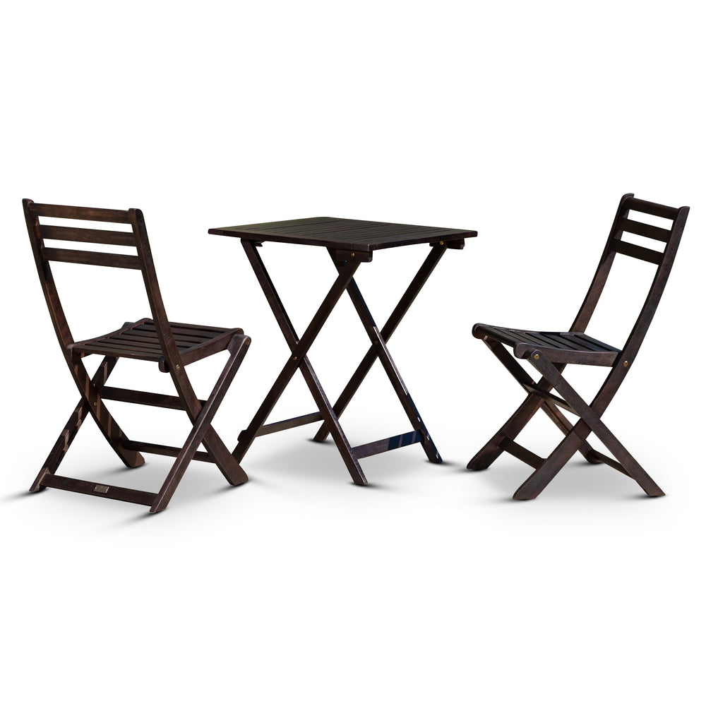 English Elm 3-Piece Eucalyptus Bistro Set Square Folding Patio Table and Chairs Compact Stylish FSC Certified Espresso B046125055