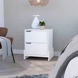 English Elm Nightstand Brookland, Bedside Table With Double Drawers and Sturdy Base, White Finish