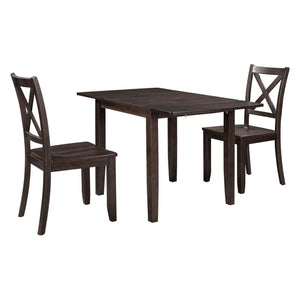 English Elm Topmax Drop Leaf Wood Breakfast Nook Table Set with X Back Chairs for Two Espresso N717S000164P