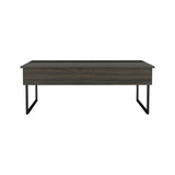 English Elm Lift Top Coffee Table Wuzz, Two Legs, Two Shelves, Carbon Espresso / Black Wengue Finish