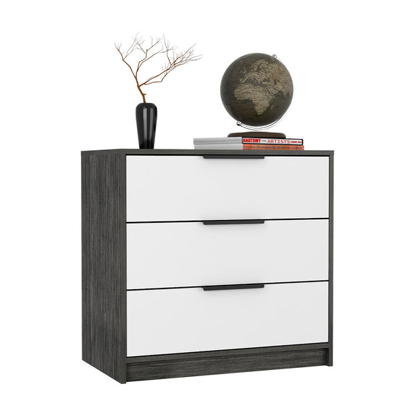 English Elm 3 Drawers Dresser Maryland - Stylish Smokey Oak & White Finish For Modern Bedrooms & Nurseries B092122998