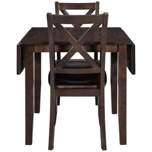 English Elm Topmax Drop Leaf Wood Breakfast Nook Table Set with X Back Chairs for Two Espresso N717S000164P