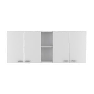English Elm Wall Cabinet Ontario - Modern Double-Door Design In White With Built-In Dish Rack & Open Shelves B092123033-GIGA
