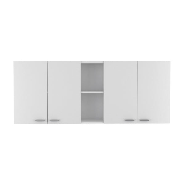 English Elm Wall Cabinet Ontario - Modern Double-Door Design In White With Built-In Dish Rack & Open Shelves B092123033-GIGA
