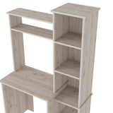 English Elm Desk Logan, Five Cubbies, Light Gray Finish