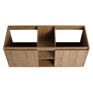 English Elm 48" Wall-Mounted Bathroom Vanity With Soft-Close Doors, Open Shelving & Ample Storage Space W999125010