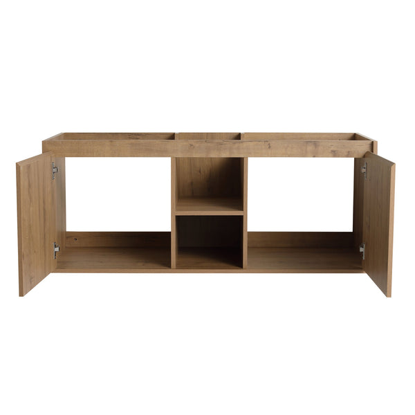 English Elm 48" Wall-Mounted Bathroom Vanity With Soft-Close Doors, Open Shelving & Ample Storage Space W999125010