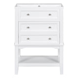 English Elm 24" Bathroom Vanity With Sink, Bathroom Storage Cabinet With Drawer and Open Shelf, Solid Wood Frame, White