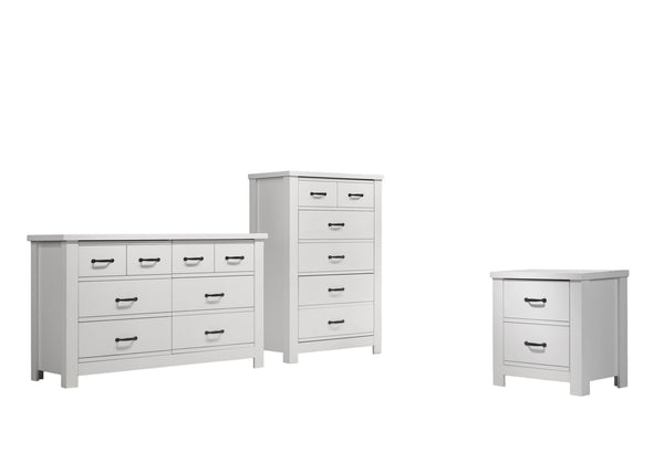English Elm Cassini 3 Piece Bedroom Storage Set with Dresser Chest and Nightstand in Smooth Finish B061S00724