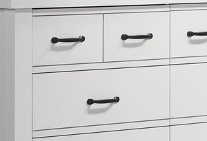 English Elm Cassini Six Drawer White Dresser with Black Handles for Modern Bedroom Storage B061125421