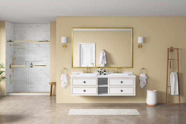 English Elm 84in. Aluminum Alloy Framed Rectangle Wall Mirror Farmhouse Vanity Hd Float Glass W1272112586