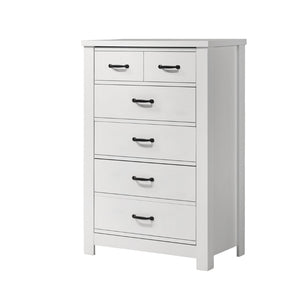 English Elm Cassini White Five Drawer Chest with Black Handles for Bedroom or Nursery Storage B061125422