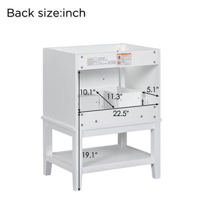 English Elm 24" Modern Solid Wood Bathroom Vanity Base with Drawer & Open Shelf, White Painted Freestanding Cabinet 90-inch WF306247AAK