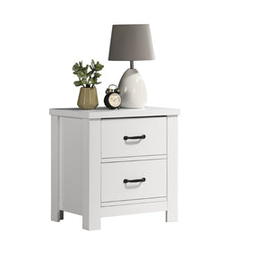 English Elm Cassini Two Drawer Nightstand White Finish Black Hardware Minimal Bedroom Storage B061125423