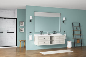 English Elm 84in. Aluminum Alloy Framed Rectangle Wall Mirror Farmhouse Vanity Dual Hang Option W1272101957