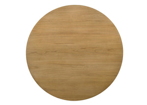 English Elm Jasper Round Pedestal Dining Set Seats Six with Driftwood Finish Beige Fabric Chairs B061S00859