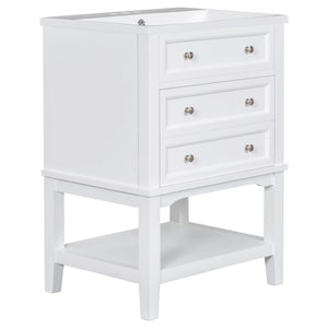 English Elm 24" Modern Bathroom Vanity with Ceramic Sink, Solid Wood Frame, Drawer & Open Shelf, White Finish SY999991AAK