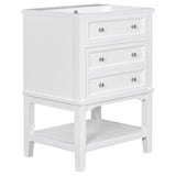 English Elm 24" Bathroom Vanity With Sink, Bathroom Storage Cabinet With Drawer and Open Shelf, Solid Wood Frame, White