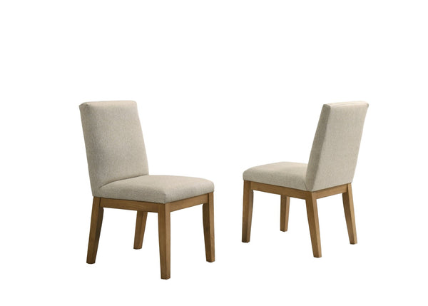 English Elm Jasper Round Pedestal Dining Set Seats Six with Driftwood Finish Beige Fabric Chairs B061S00859