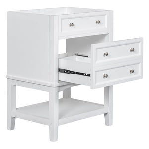English Elm 24" Modern Solid Wood Bathroom Vanity Base with Drawer & Open Shelf, White Painted Freestanding Cabinet 90-inch WF306247AAK