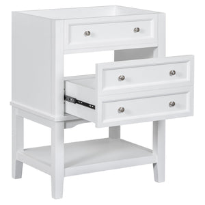 English Elm 24" Modern Solid Wood Bathroom Vanity Base with Drawer & Open Shelf, White Painted Freestanding Cabinet 90-inch WF306247AAK