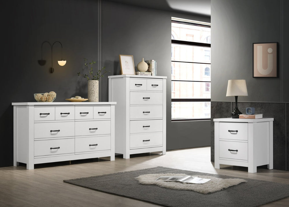 English Elm Cassini 3 Piece Bedroom Storage Set with Dresser Chest and Nightstand in Smooth Finish B061S00724