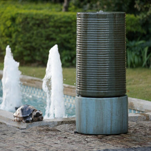 English Elm 44" Ribbed Tower Outdoor Fountain Cement Bird Bath Verge Bronze Garden Accent W2078S00002