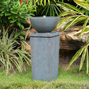 English Elm 35.5" Tiered Polyresin Zen Bowl Garden Fountain Outdoor Bird Bath Backyard Feature W2078125235
