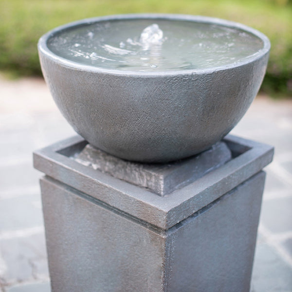 English Elm 44.5" Tiered Polyresin Zen Bowl Garden Fountain with Stone Look Finish for Patio W2078125236