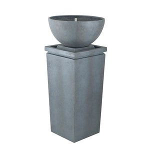 English Elm 44.5" Tiered Polyresin Zen Bowl Garden Fountain with Stone Look Finish for Patio W2078125236