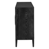 Hearth and Haven Tucson Storage Cabinet with 3 Tempered Glass Doors and Adjustable Shelf, Black WF308312AAB