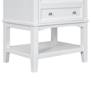 English Elm 24" Modern Solid Wood Bathroom Vanity Base with Drawer & Open Shelf, White Painted Freestanding Cabinet 90-inch WF306247AAK