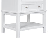 English Elm 24" Bathroom Vanity Without Sink, Base Only, Solid Wood Frame, Bathroom Storage Cabinet With Drawer and Open Shelf, White