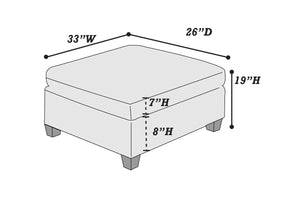 English Elm Living Modern Plush Ottoman with Linen-Like Fabric and Sturdy Wood Legs for Cozy Living Spaces Coffee 35 L x 28 W x 10 H B011104195