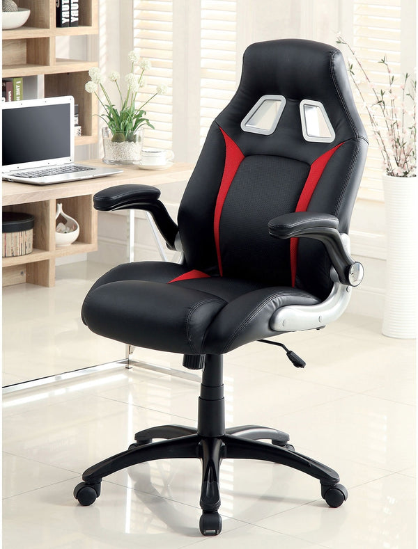 English Elm Stylish Black & Red Gaming Office Chair with Padded Armrests, Adjustable Height, Sturdy Wheels B011104807