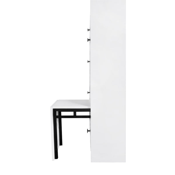English Elm On-trend White Flip Drawer Shoe Cabinet with Fold Down Bench Seat for Entryway WF308545AAK