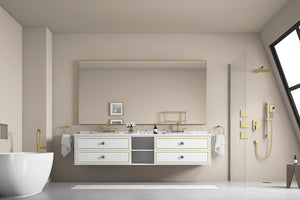 English Elm 84in. Aluminum Alloy Framed Rectangle Wall Mirror Farmhouse Vanity Dual Hang Option W1272101958
